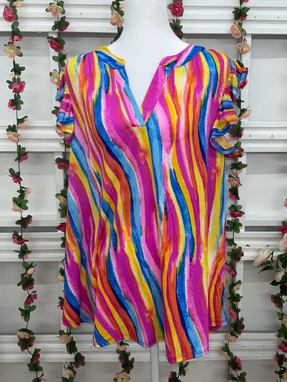 Dear Scarlett Rainbow Stripe Blouse - Picture 3 of 4